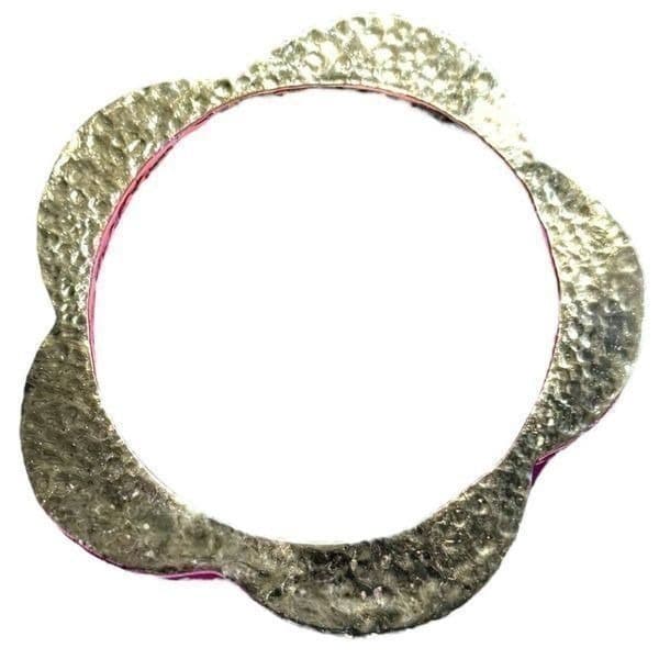 Charles Albert Alchemia Gold-Toned Hammered Texture Scalloped Edge Bangle Bracel - Thumbnail 7