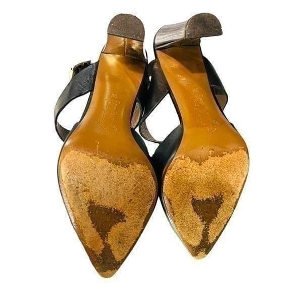 Marni Black and Chrome Block Heel Leather High Heels Pumps Size 9 EUC - Thumbnail 7