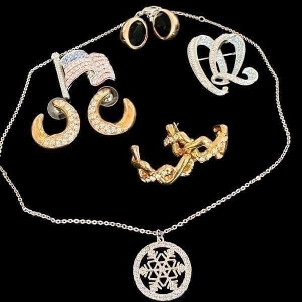 SWAROVSKI CRYSTAL Jewelry Lot Bundle of 6 Signed Swarovski Crystal Pieces Americ - Thumbnail 2