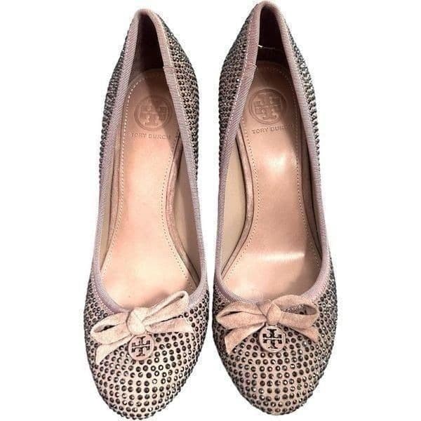 TORY BURCH Phoenix 100mm Pump SoHo Lux Suede Leather Rhinestone Stiletto Shoes D - Thumbnail 9