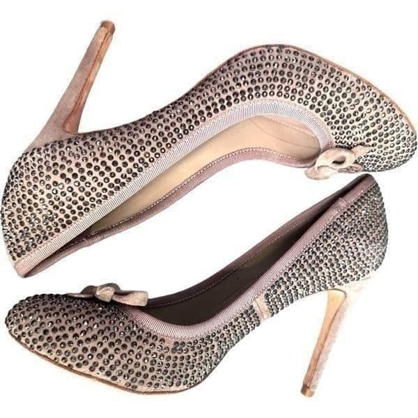 TORY BURCH Phoenix 100mm Pump SoHo Lux Suede Leather Rhinestone Stiletto Shoes D - Thumbnail 6