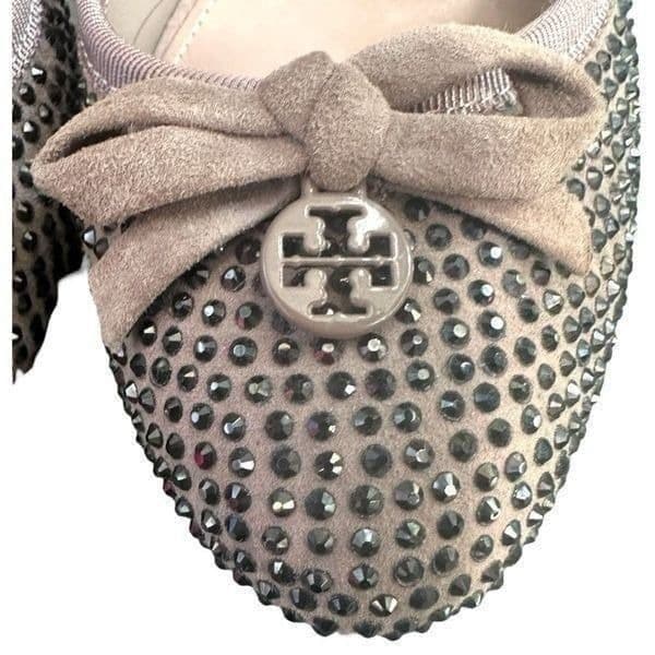 TORY BURCH Phoenix 100mm Pump SoHo Lux Suede Leather Rhinestone Stiletto Shoes D - Thumbnail 11