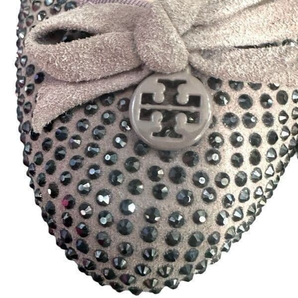 TORY BURCH Phoenix 100mm Pump SoHo Lux Suede Leather Rhinestone Stiletto Shoes D - Thumbnail 2