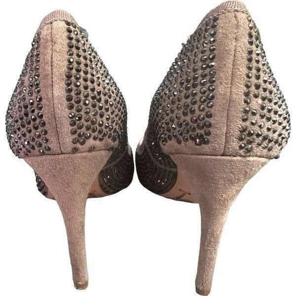 TORY BURCH Phoenix 100mm Pump SoHo Lux Suede Leather Rhinestone Stiletto Shoes D - Thumbnail 8