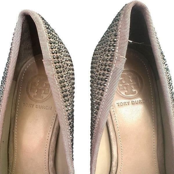 TORY BURCH Phoenix 100mm Pump SoHo Lux Suede Leather Rhinestone Stiletto Shoes D - Thumbnail 10