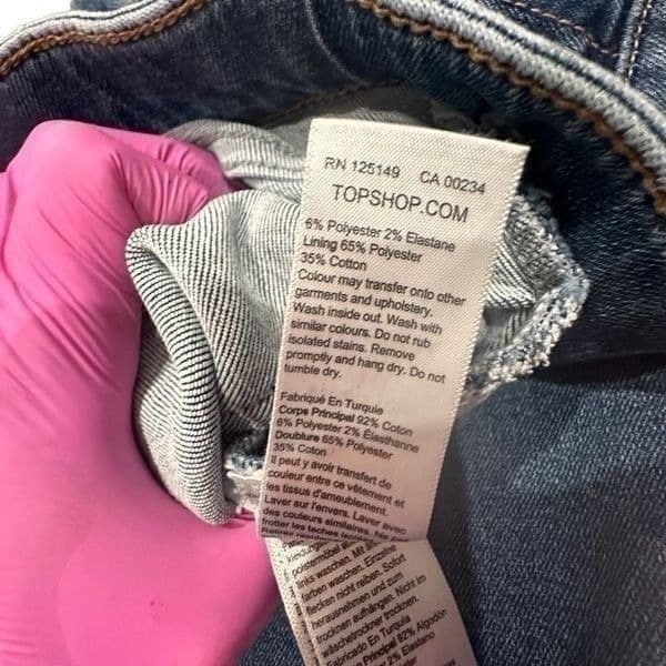 TOPSHOP 2 Pair High Waist Jeans Pants Lot Pink Wide Leg Cropped Trousers Denim J - Thumbnail 2