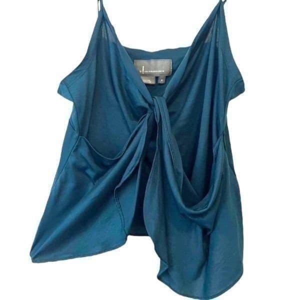 ANTHROPOLOGIE Dark Teal Blue Knot Front Cami Tank Top Anthropologie Blouse Size - Image 1