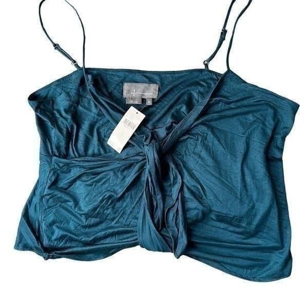 ANTHROPOLOGIE Dark Teal Blue Knot Front Cami Tank Top Anthropologie Blouse Size - Thumbnail 2