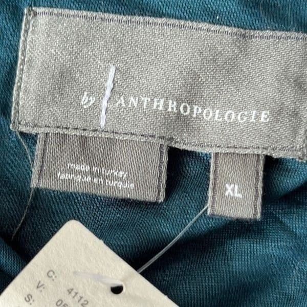 ANTHROPOLOGIE Dark Teal Blue Knot Front Cami Tank Top Anthropologie Blouse Size - Thumbnail 4