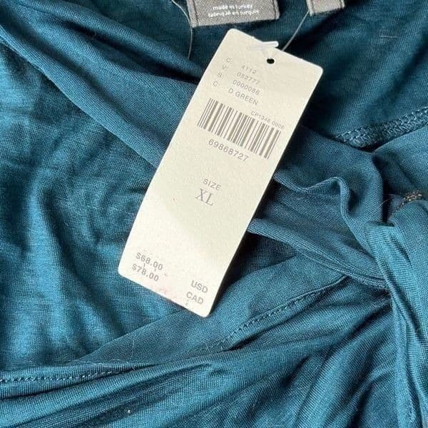 ANTHROPOLOGIE Dark Teal Blue Knot Front Cami Tank Top Anthropologie Blouse Size - Thumbnail 3