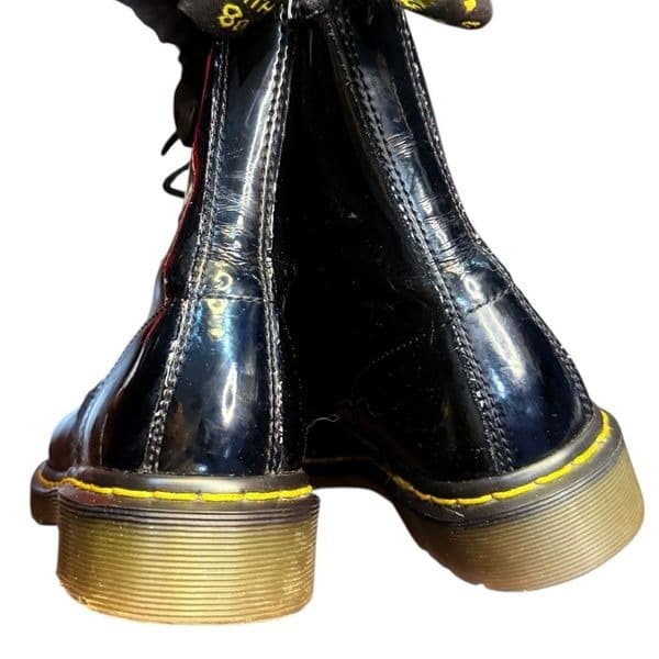 DR. MARTENS Boots 1460 Black Patent High Shine Combat Moto Leather Lace Up Boots - Thumbnail 3