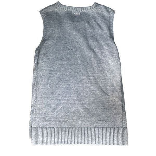 MICHAEL KORS Pearl Heather Sleeveless Sweater MK Gray Pullover Chain Detail Size - Thumbnail 2