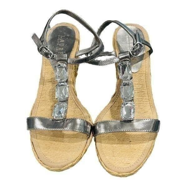 Lauren Ralph Lauren Corala Espadrille Rhinestone Wedge Sandals Size 7 - Thumbnail 4