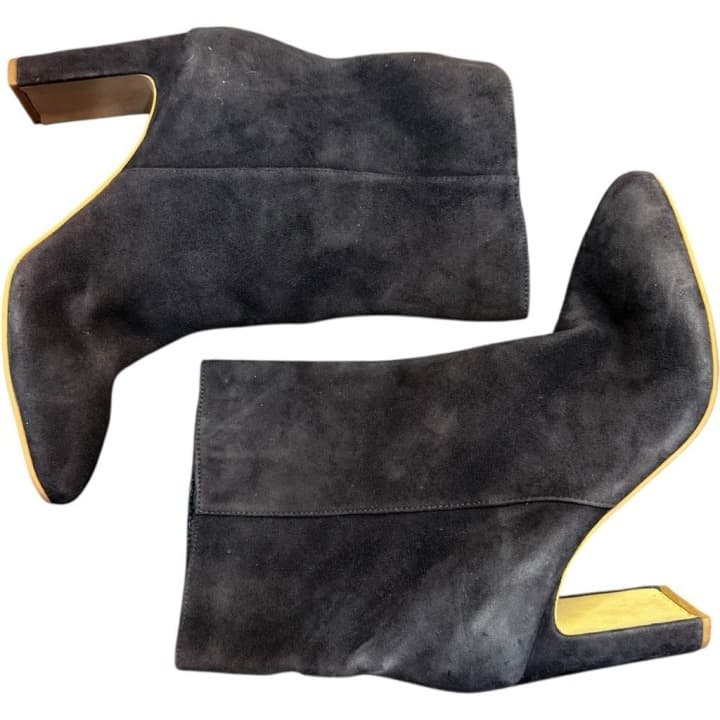 DOLCE VITA Boots Dolce Vita Gray Grey Mid Calf High Heel Ankle Boots Booties Lea - Thumbnail 4