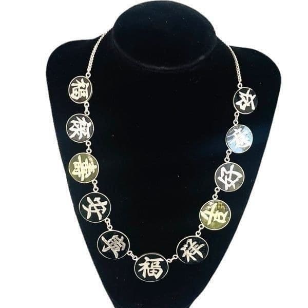 Vintage Signed Sterling Silver Asian Caricature Pendant Necklace - Thumbnail 7