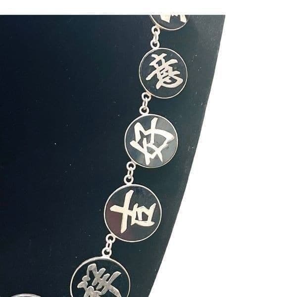 Vintage Signed Sterling Silver Asian Caricature Pendant Necklace - Thumbnail 3