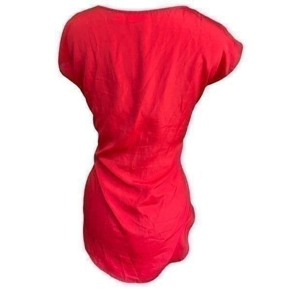 New York & Company Bright Red Short Sleeve Ladies Tee Top Shirt Size Medium - Thumbnail 4