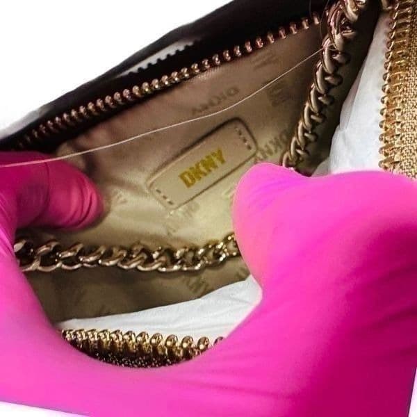 DKNY Womens Wristlet Bag Leather Signature Logo Brown Tan Boxed NWT - Thumbnail 4