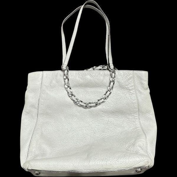 MICHAEL KORS MK Harper Light Doge Gray Grey Purse Bag Tote Shopper Chain Detail - Thumbnail 2