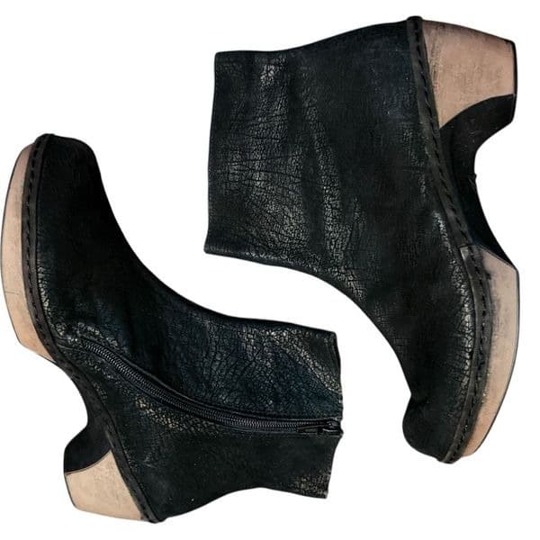 NAOT Boots NAOT Almeria Black Crackle Leather Ankle Boots Booties Shoes Size 7-7 - Thumbnail 5