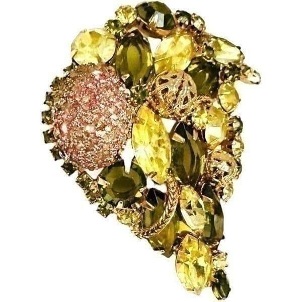 JULIANA DELIZZA & ELSTER D&E Green Cascading Gold Plated Filagree Fruit Salad Rh - Thumbnail 2