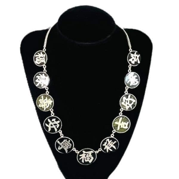 Vintage Signed Sterling Silver Asian Caricature Pendant Necklace - Thumbnail 5