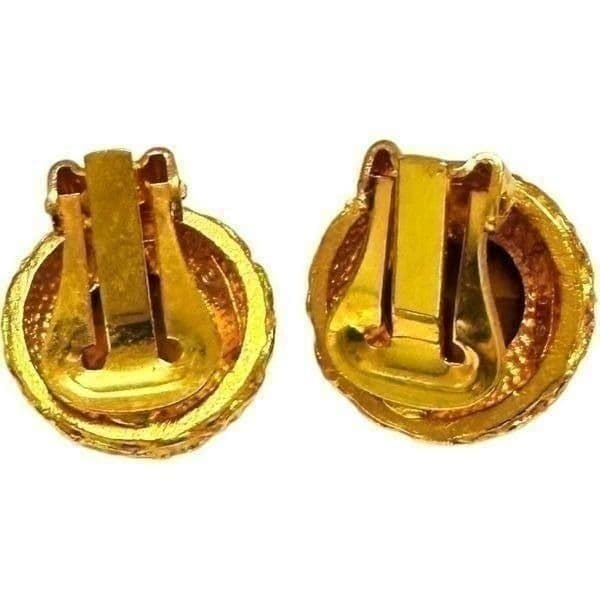 MISH TWORKOWSKI Gold Plated Citrine Yellow Orange Rhinestone Statement Clip On E - Thumbnail 4