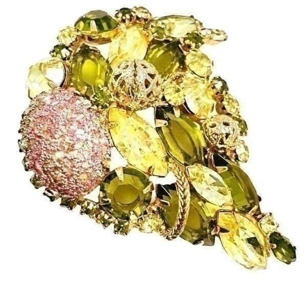JULIANA DELIZZA & ELSTER D&E Green Cascading Gold Plated Filagree Fruit Salad Rh - Thumbnail 6