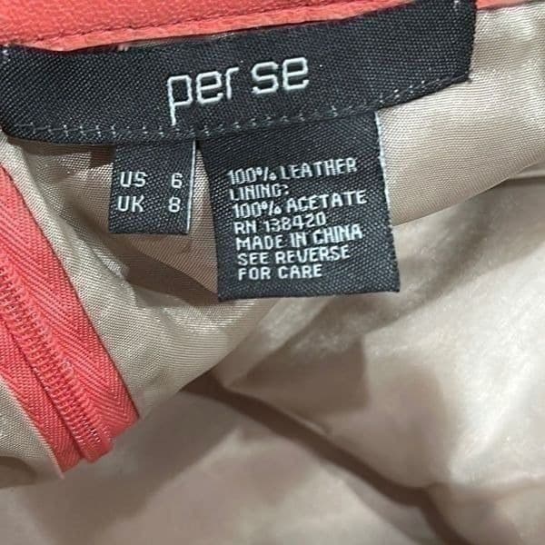 REVOLVE JAMES PER SE Coral Genuine Leather Perforated Mini Skirt Size 6 - Thumbnail 4