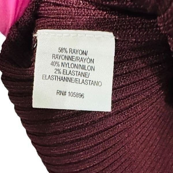 WORTH Carnelian Ribbed Jewel Neck Pulliver Burgundy Maroon Wine Red Long Sleeve - Thumbnail 6