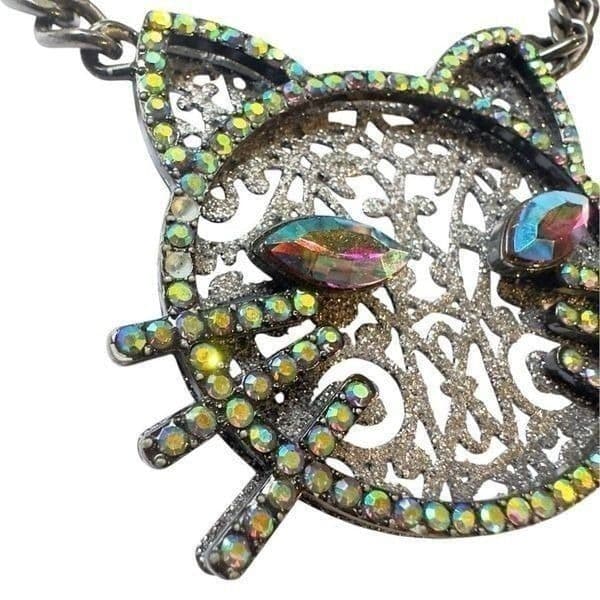 BETSY JOHNSON Jewelry Dark Magic Green Blue Eye Black Cat Rhinestone Glitter Spa - Thumbnail 4