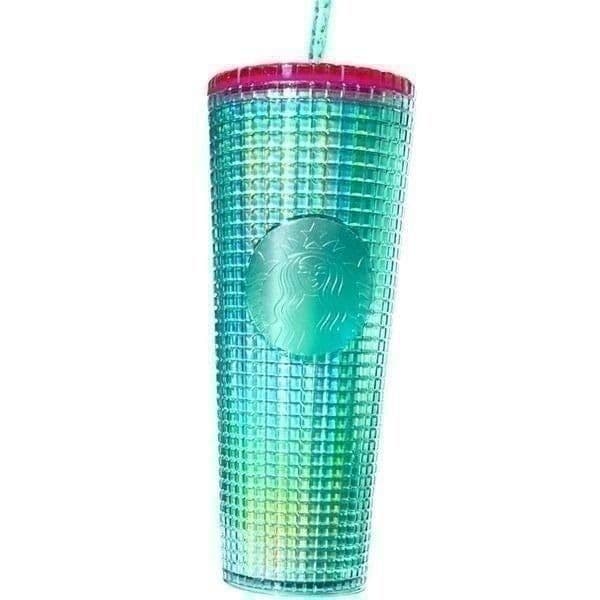 Starbucks Spring 2023 Watermelon Grid Green w/Green Straw and Pink Lid 24 oz Tum - Thumbnail 3