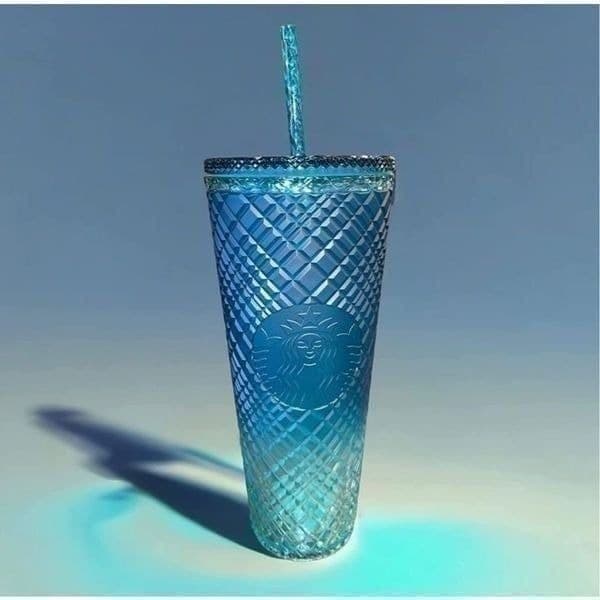 Starbucks 2023 Green Gradient Ombre Jeweled Venti Cold Cup Coffee Tea To Go Tumb - Image 1