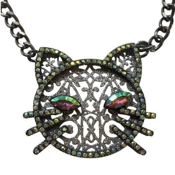 BETSY JOHNSON Jewelry Dark Magic Green Blue Eye Black Cat Rhinestone Glitter Spa - Thumbnail 8