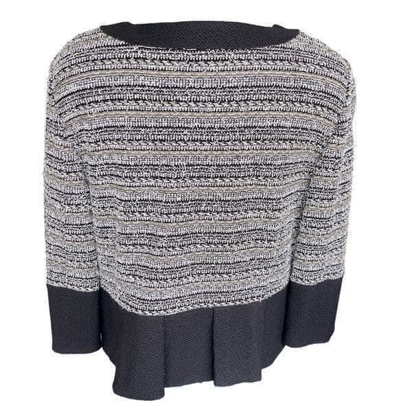 NWOT ST. JOHN BLACK LABEL Black and White Knit Full Zip Wool Blend Tweed Pleated - Thumbnail 6