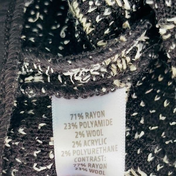 NWOT ST. JOHN BLACK LABEL Black and White Knit Full Zip Wool Blend Tweed Pleated - Thumbnail 7