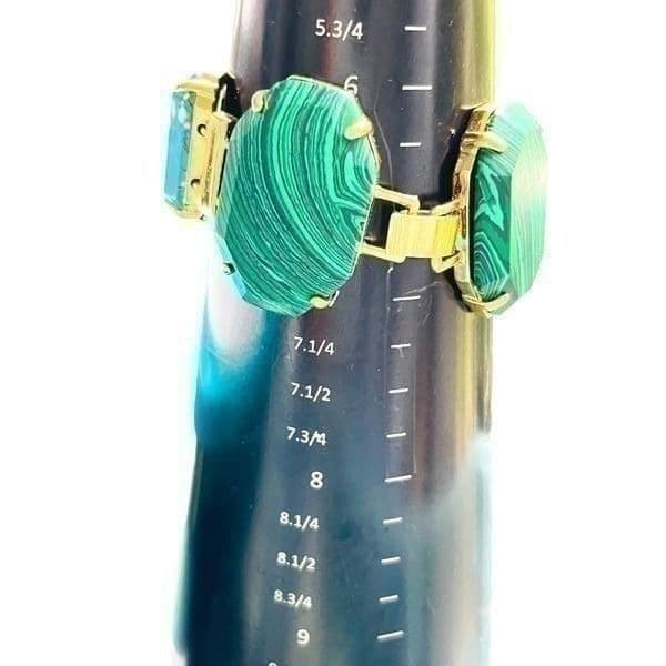 Vintage Chunky Blue and Green Stone Bracelet - Thumbnail 4