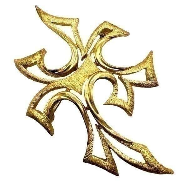 TRIFARI Vintage Gold Plated Necklace and Brooch Lot Bundle of Signed Crown Trifa - Thumbnail 2