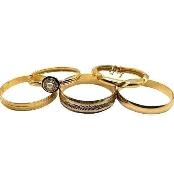 MONET 5 Piece Vintage Gold Plated Jewelry Bundle Lot 5 Signed Monet Bangle Brace - Thumbnail 7