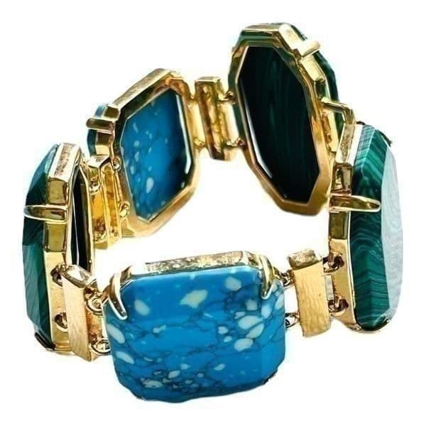 Vintage Chunky Blue and Green Stone Bracelet - Thumbnail 6