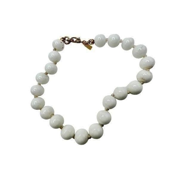 MONET 5 Piece Vintage Jewelry Lot 3 Bracelets 2 Necklaces Silver Tone and White - Thumbnail 4