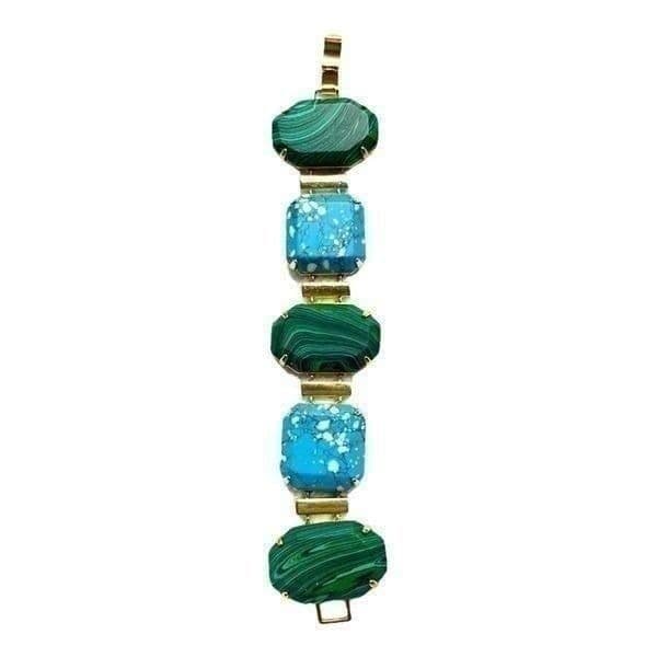 Vintage Chunky Blue and Green Stone Bracelet - Thumbnail 5