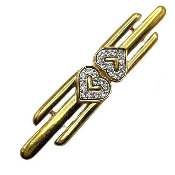 MONET 2 Piece Brooch Jewelry Lot Pair of Gold Plated Rhinestone Signed Monet Bro - Thumbnail 2