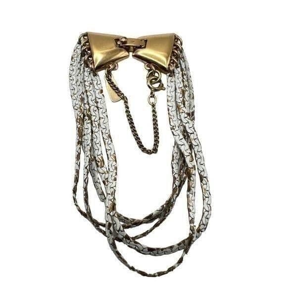 MONET 5 Piece Vintage Jewelry Lot 3 Bracelets 2 Necklaces Silver Tone and White - Thumbnail 2