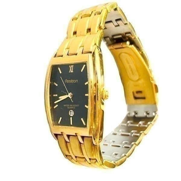 Armitron Unisex Goldtone Black Dial Analog Watch - Thumbnail 8