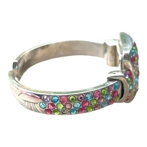 Persona Multi-Color Jewel Rhinestone Hinged Cuff Bracelet Ladies Watch - Thumbnail 7