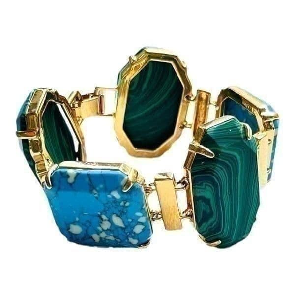 Vintage Chunky Blue and Green Stone Bracelet - Thumbnail 3