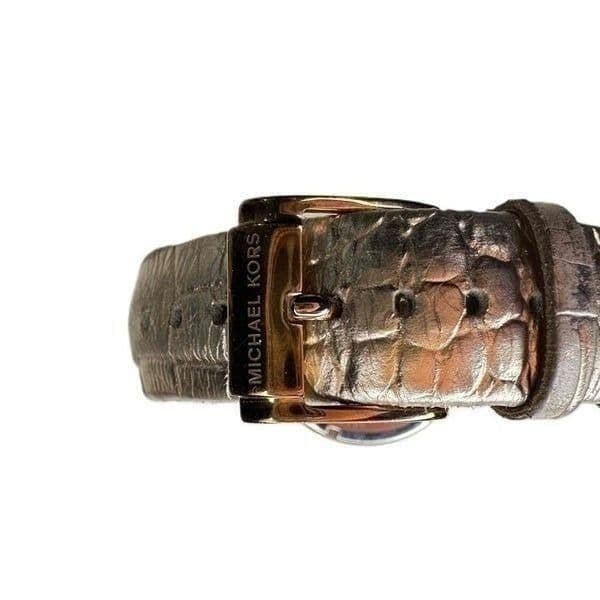 Michael Kors MK Watch Rose Gold Rhinestone CZ Chronograph Leather New Battery - Thumbnail 8