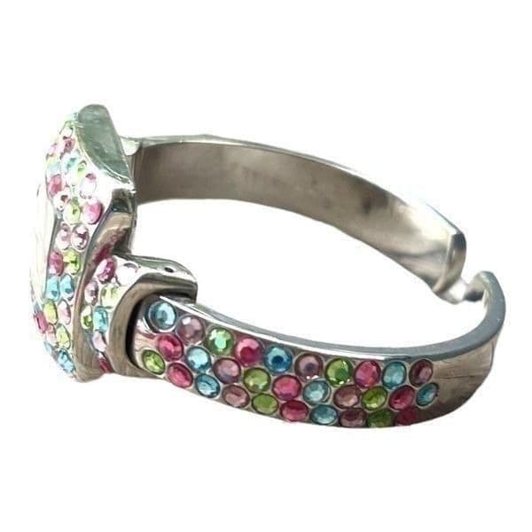 Persona Multi-Color Jewel Rhinestone Hinged Cuff Bracelet Ladies Watch - Thumbnail 6