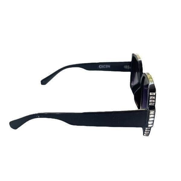 Cxcen Rhinestone Square Black Sunglasses - Thumbnail 3